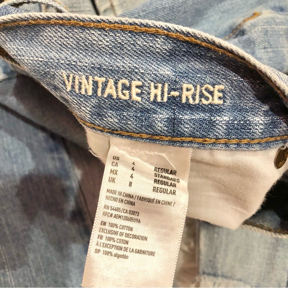 American Eagle Vintage High Rise Two Tone Fringe‎ Button Fly Jeans 4 - Picture 9 of 9
